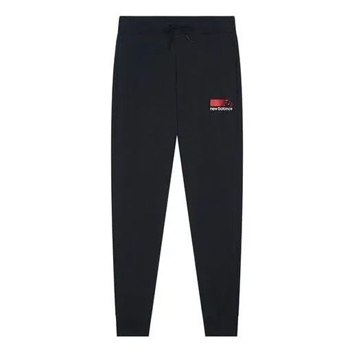 Штаны спортивные с принтом логотипа New Balance, черный