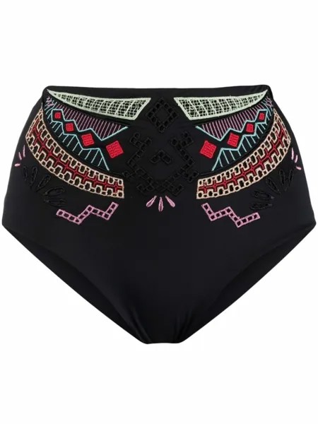 Ermanno Scervino плавки бикини с завышенной талией и вышивкой, черный
