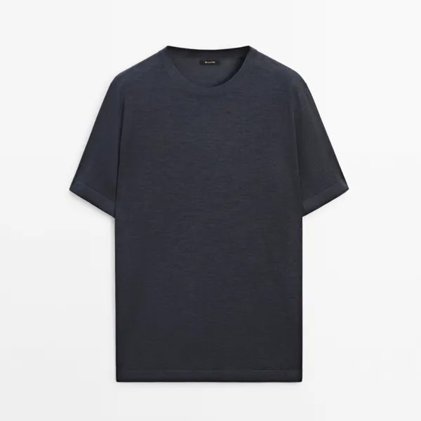 Футболка Massimo Dutti Short Sleeve Wool Blend, темно-серый