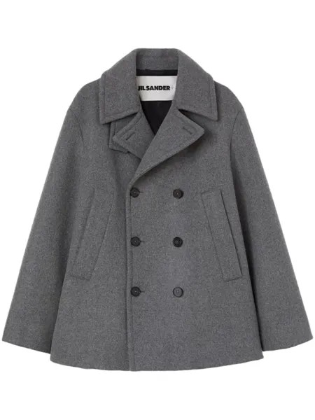 Jil Sander двубортное шерстяное пальто, серый