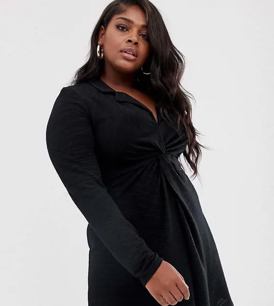 Платье-рубашка мини с отделкой ASOS DESIGN Curve-Черный