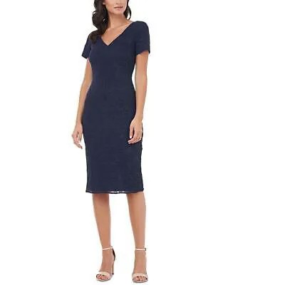 JS Collections Женское темно-синее платье-футляр с v-образным вырезом и короткими рукавами 8 BHFO 2656