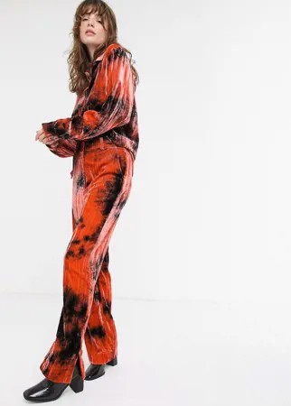 Оранжевые бархатные брюки с принтом тай-дай & Other Stories-Мульти