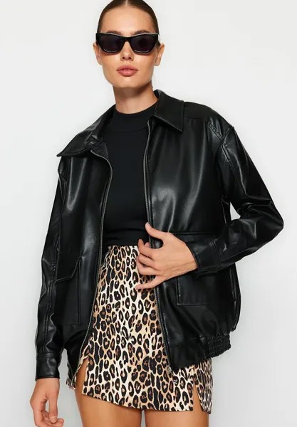 Куртка из искусственной кожи GEWOONTJES Trendyol, цвет black