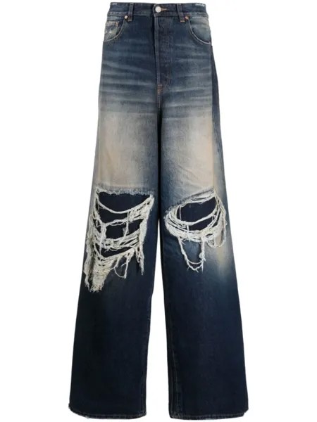 VETEMENTS широкие джинсы с прорезями, синий