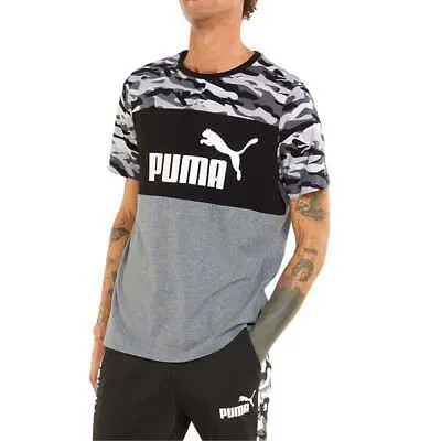 Puma Ess+ Камуфляжная футболка с круглым вырезом и короткими рукавами Мужская черная спортивная повседневная 6704290