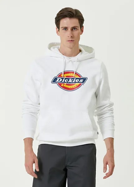 Белый свитшот с капюшоном и принтом icon logo Dickies