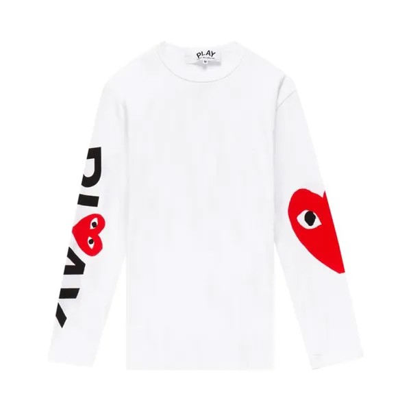 Футболка Comme des Garçons PLAY Logo Long-Sleeve T-Shirt 'White', белый