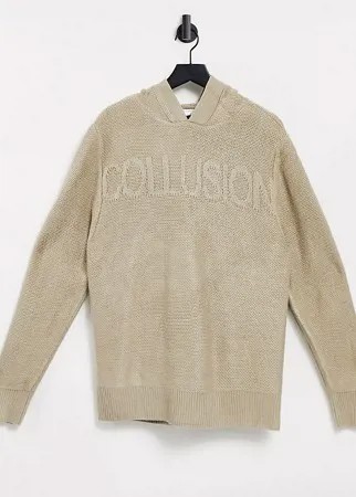 Серовато-бежевый вязаный худи от комплекта COLLUSION Unisex-Белый