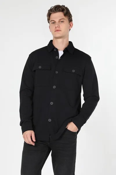 Хлопковая куртка-рубашка с нагрудными карманами Colin'S, черный