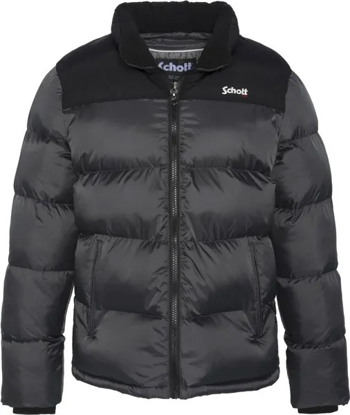 Стеганая куртка Schott NYC с изящной вышивкой логотипа, антрацит