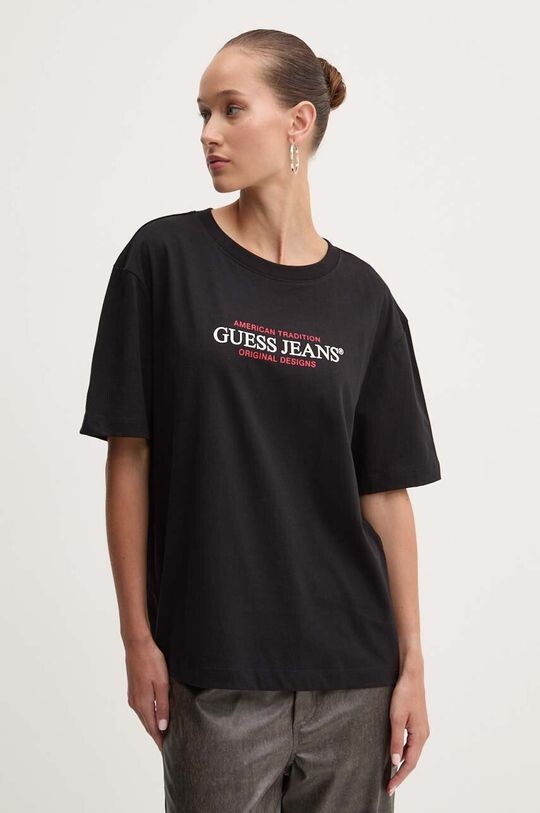 Хлопковая футболка Guess Jeans, черный
