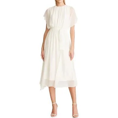 Женский белый пуловер миди с поясом Halston, расклешенное платье 0 BHFO 7237