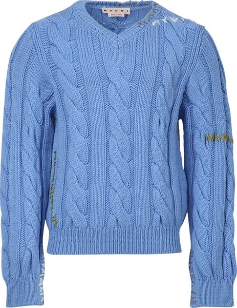 Свитер Marni Long-Sleeve V-Neck Sweater 'Iris Blue', синий