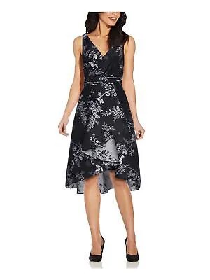 ADRIANNA PAPELL Женское черное вечернее платье Hi-Lo без рукавов с драпировкой и цветочным принтом плюс 22W