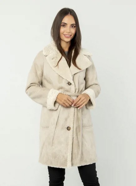 Дубленка женская ElectraStyle 55040 бежевая 46 RU