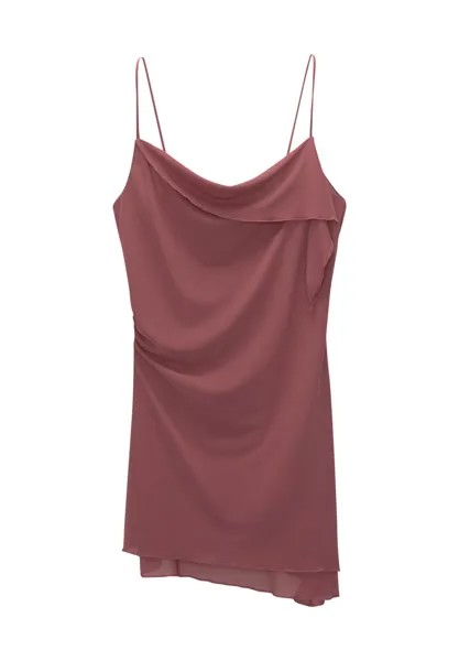 Летнее платье SHORT ASYMMETRIC WITH RUFFLES PULL&BEAR, фуксия