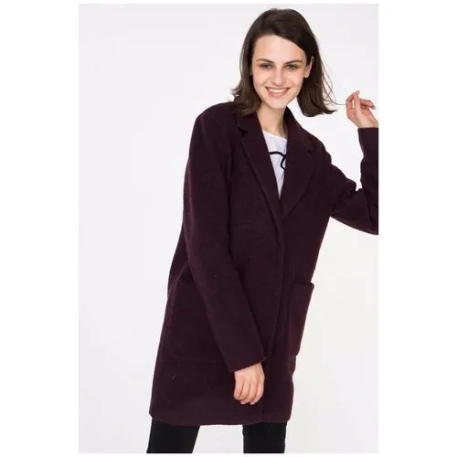 Шерстяное пальто-пиджак ICHI 20106944 Бордовый 48