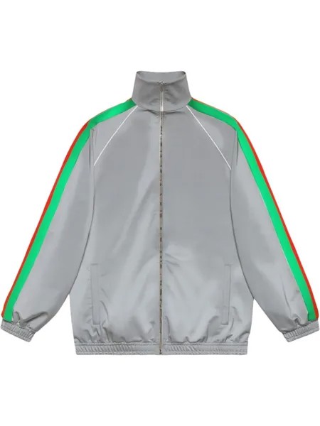 Gucci спортивная куртка с отделкой Web, серебристый