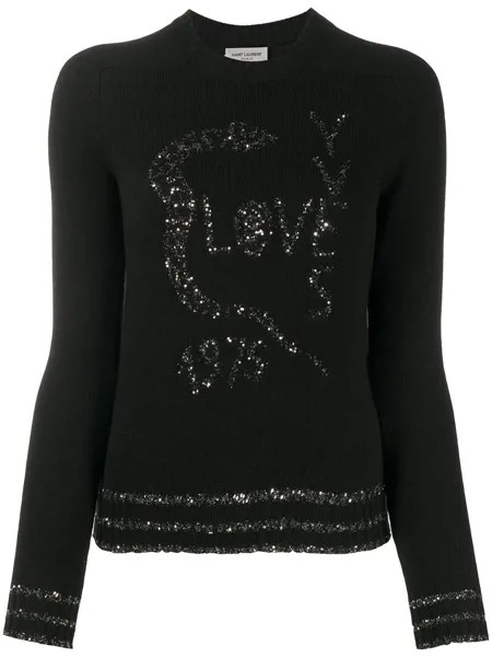 Saint Laurent джемпер Love с пайетками