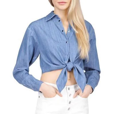 Женская синяя рубашка на пуговицах MICHAEL Michael Kors M BHFO 7606