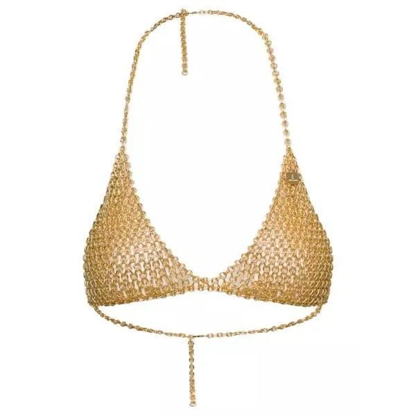 Футболка -tone traingle top with logo charm in metal me Silvia Gnecchi, желтый