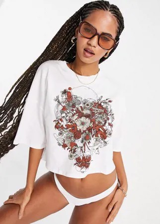 Белая укороченная футболка в стиле oversized Volcom Fortifem-Белый