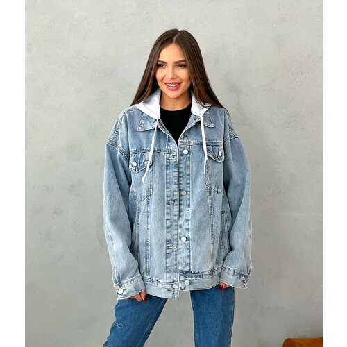 Джинсовая куртка , размер 8XL(60-62), голубой