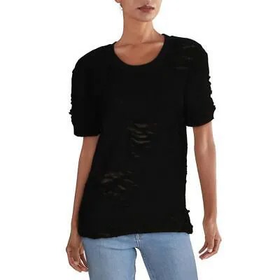 Женская черная однотонная футболка с короткими рукавами Black Orchid S BHFO 6834