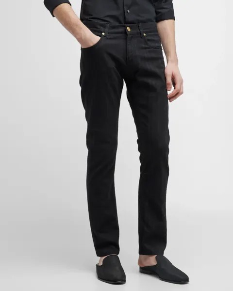 Мужские джинсы из жаккардового денима в тон Etro, цвет Black