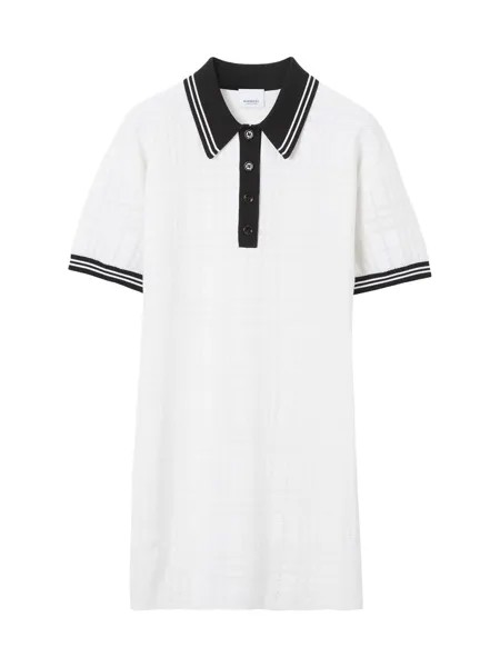 Мини-платье поло из смесового хлопка Eloisa Burberry, белый