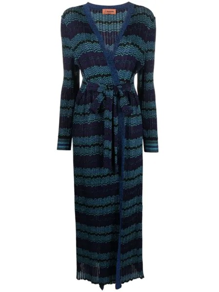 Кардиган-пальто с узором зигзаг Missoni, синий