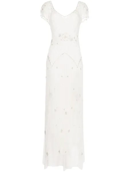 Jenny Packham платье Kenzy с кристаллами, белый