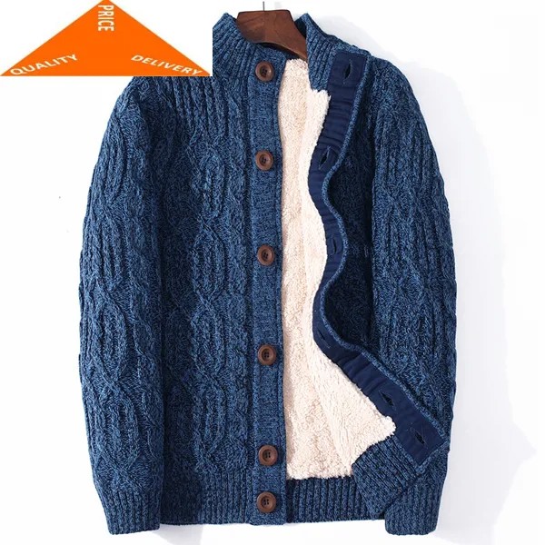 Шерстяной свитер размера плюс, зимнее пальто, одежда 2020, вязаный плотный теплый кардиган для мужчин, джемпер, пуловер, Homme Hiver SL268