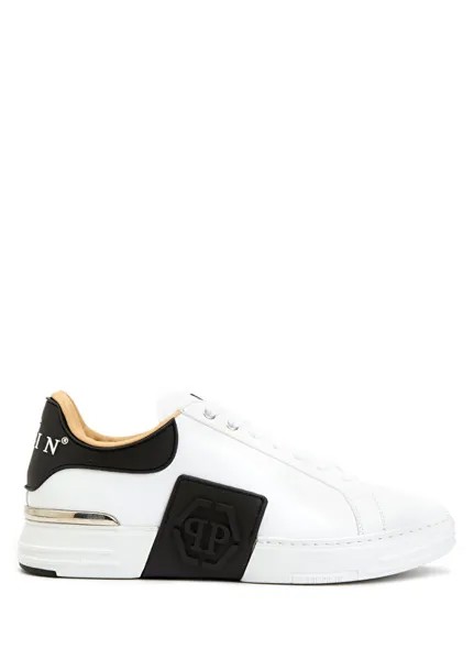 Мужские кожаные кроссовки phantom white logo Philipp Plein