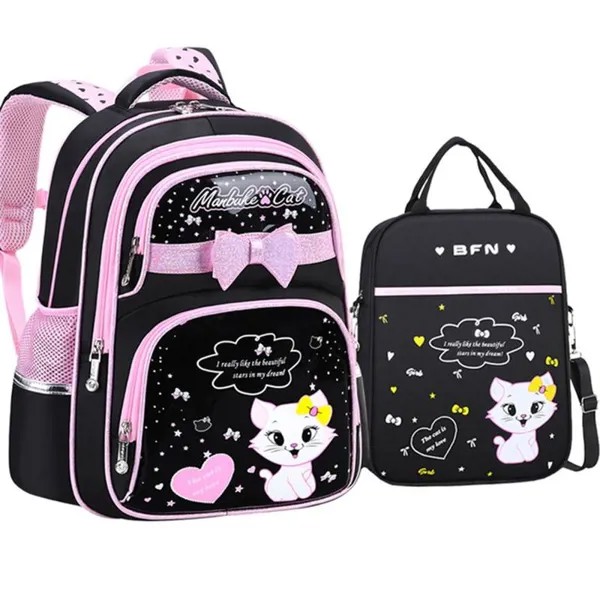 Новый корейский начальный PU кожа школьная сумка 2020 Мода Милые девочки с милой кошкой Ортопедический водонепроницаемый рюкзак