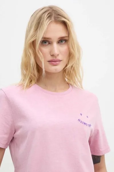 Хлопковая футболка PS Paul Smith, розовый