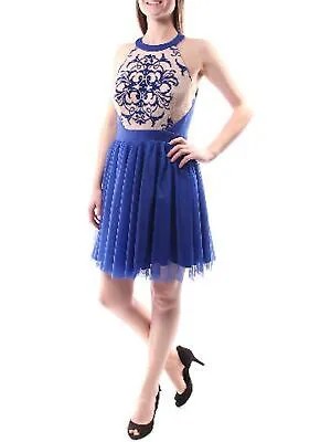 BLONDIE Женское синее вечернее платье без рукавов выше колена + расклешенное вечернее платье Размер: 7