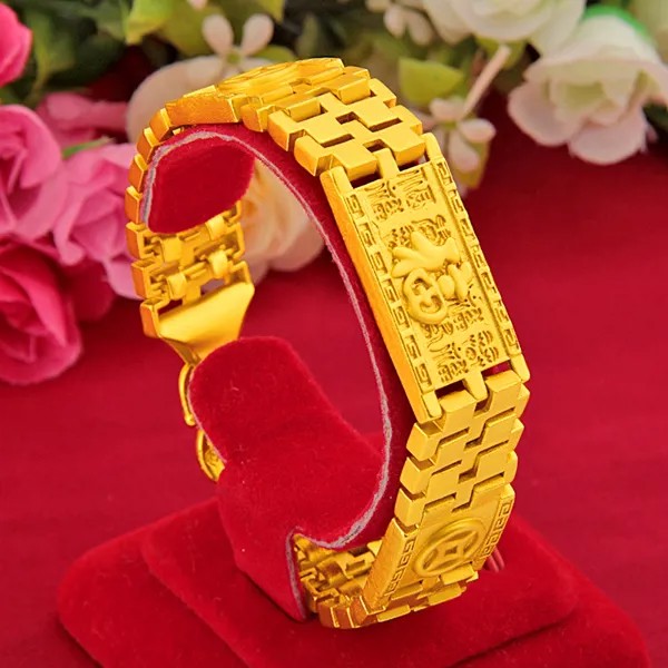 5d-руда золото Вьетнам аллювиальное золото светильник песок медь монета Baifu браслет аллювиальный позолоченный персонаж Fu шаблон для мужчин B