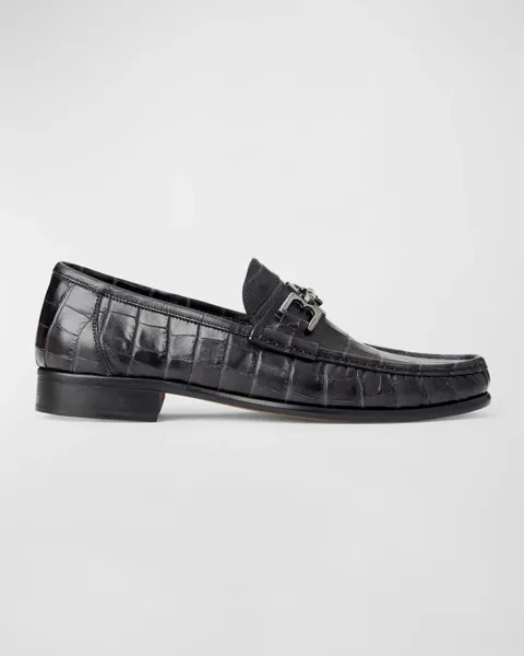 Мужские мокасины Trieste с тиснением под кожу крокодила Bruno Magli, цвет Black/Croc