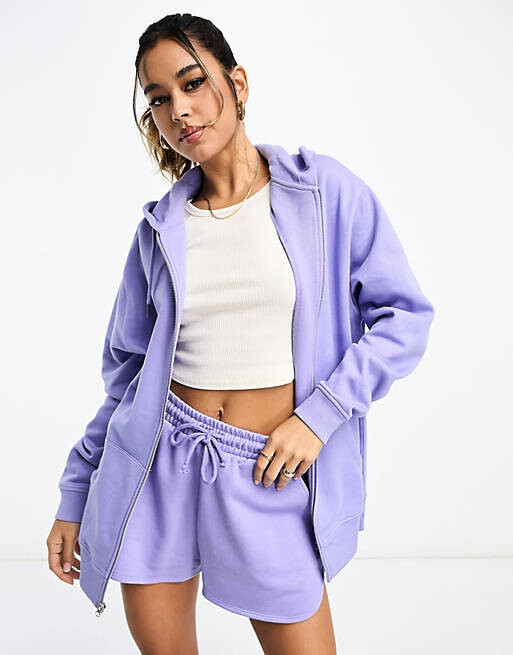 Объемное худи винтажного синего цвета на молнии ASOS DESIGN