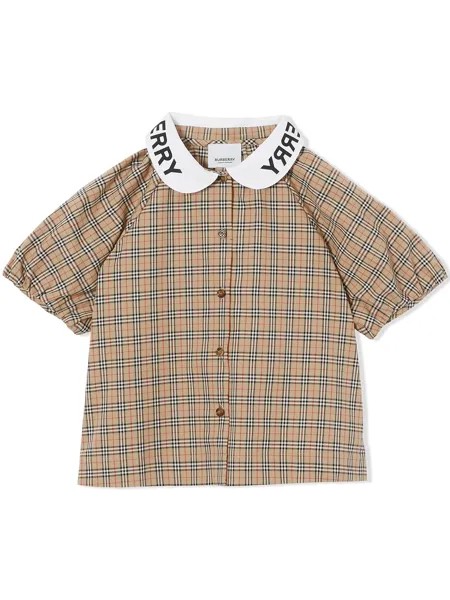 Burberry Kids клетчатая блузка с логотипом