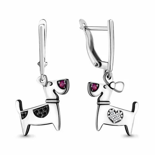 Серьги Diamant online, серебро, 925 проба, шпинель, кристалл, фианит, корунд, длина 2.8 см, , розовый