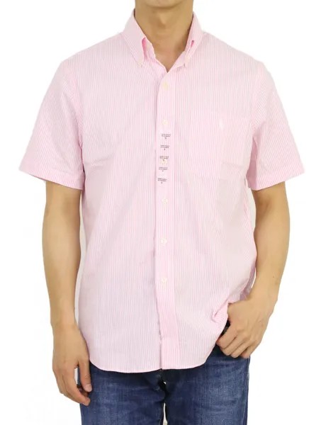 Рубашка из жатого хлопка классического кроя с короткими рукавами и карманами Polo Ralph Lauren - Розовый