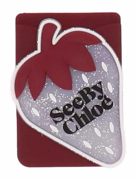 See by Chloé logo-print strawberry phone holder