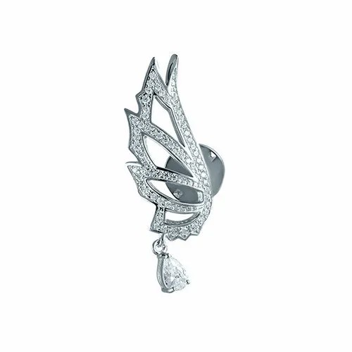 Брошь ELEMENT47, серебро, 925 проба, родирование, фианит