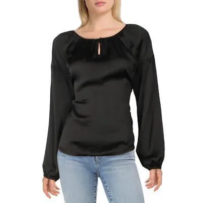 Женская черная атласная блузка с каплевидным вырезом Vince Camuto, рубашка L BHFO 6606