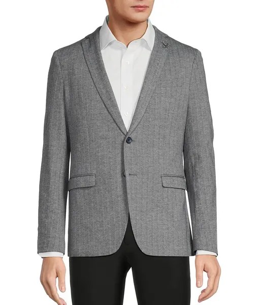 Спортивное пальто узкого кроя с шевронным узором John Varvatos, синий
