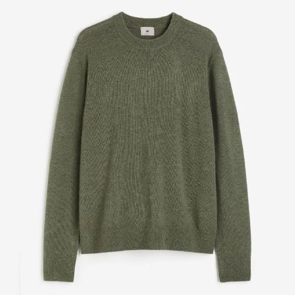 Свитер H&M Regular Fit Wool, темно-зеленый