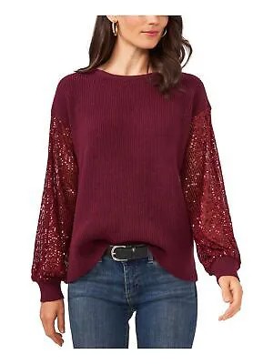 VINCE CAMUTO Женский темно-бордовый пуловер с блестками и длинным рукавом, свитер с круглым вырезом L
